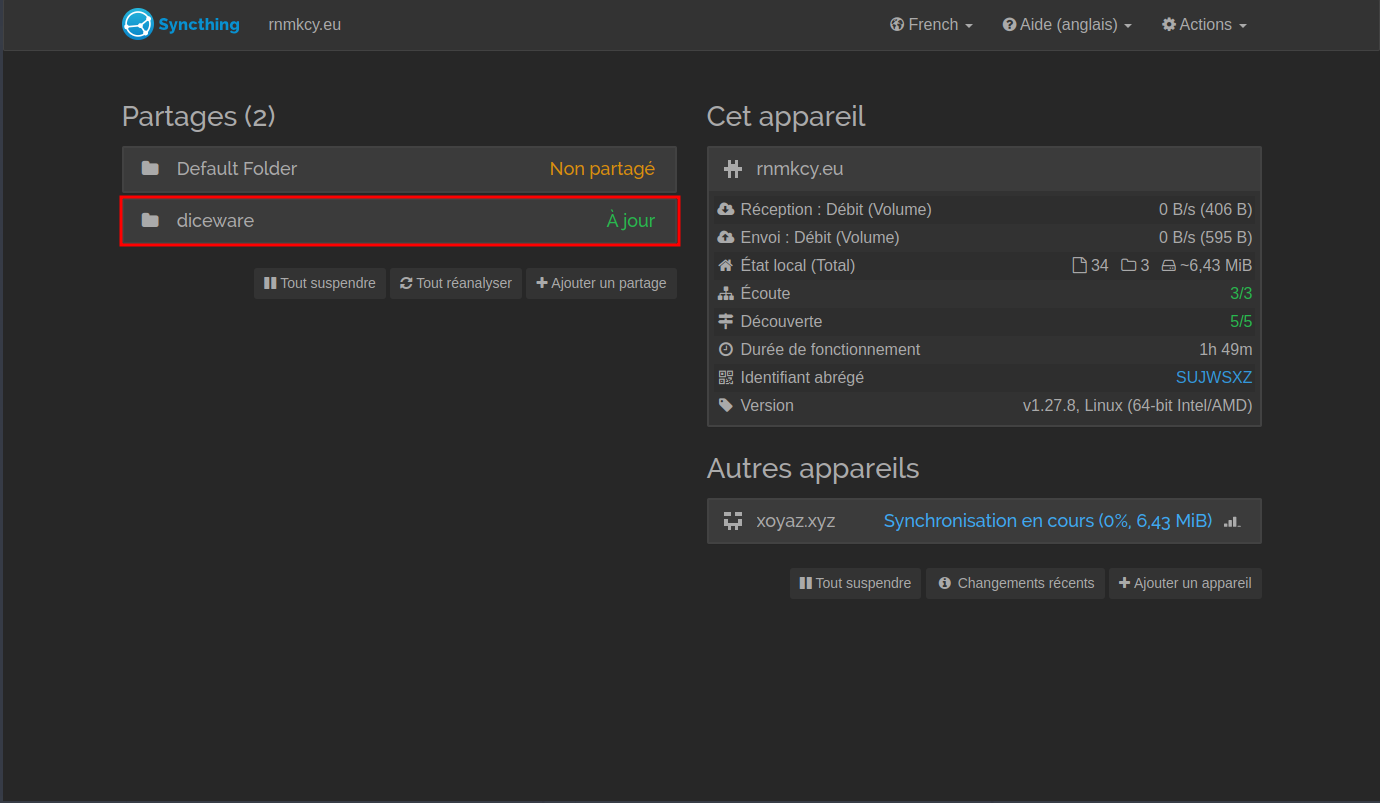 Périphériques de partage Syncthing